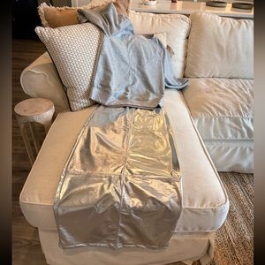 Silver skirt & gray crewneck